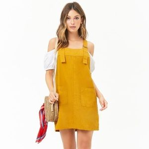 2 for $10 💐 F21 Yellow Linen Overall Dress